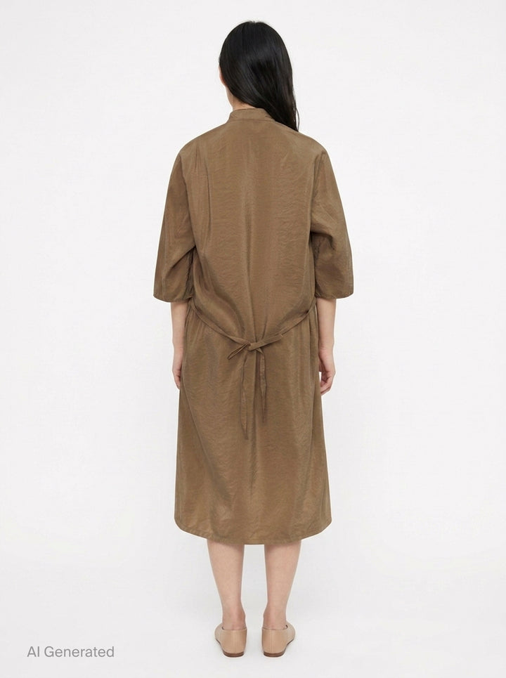 Soft Collar Dry Silk Dress | Lemaire | Club21 - back