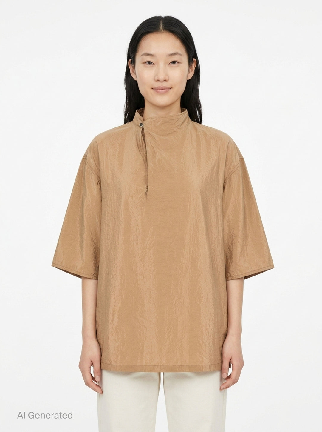 Soft Collar Dry Silk Top | Lemaire | Club21 - front