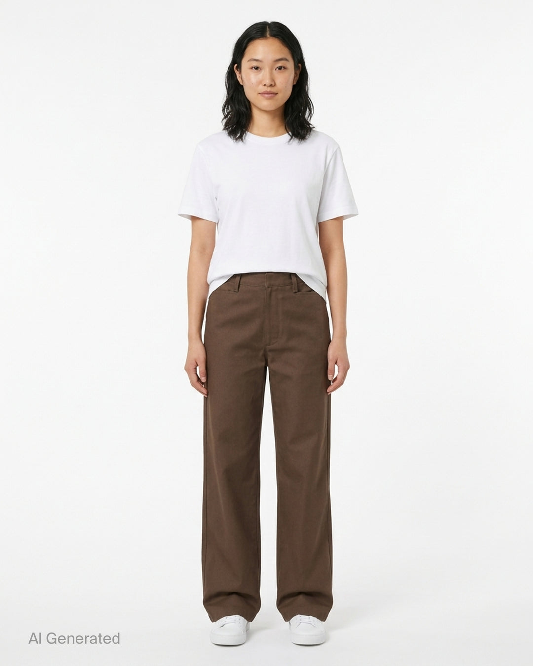 Lemaire straight-leg pants in brown heavy cotton twill, shown from the front - front