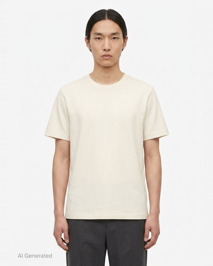 U-Neck Rib Jersey Tee | Lemaire | Club21 - front