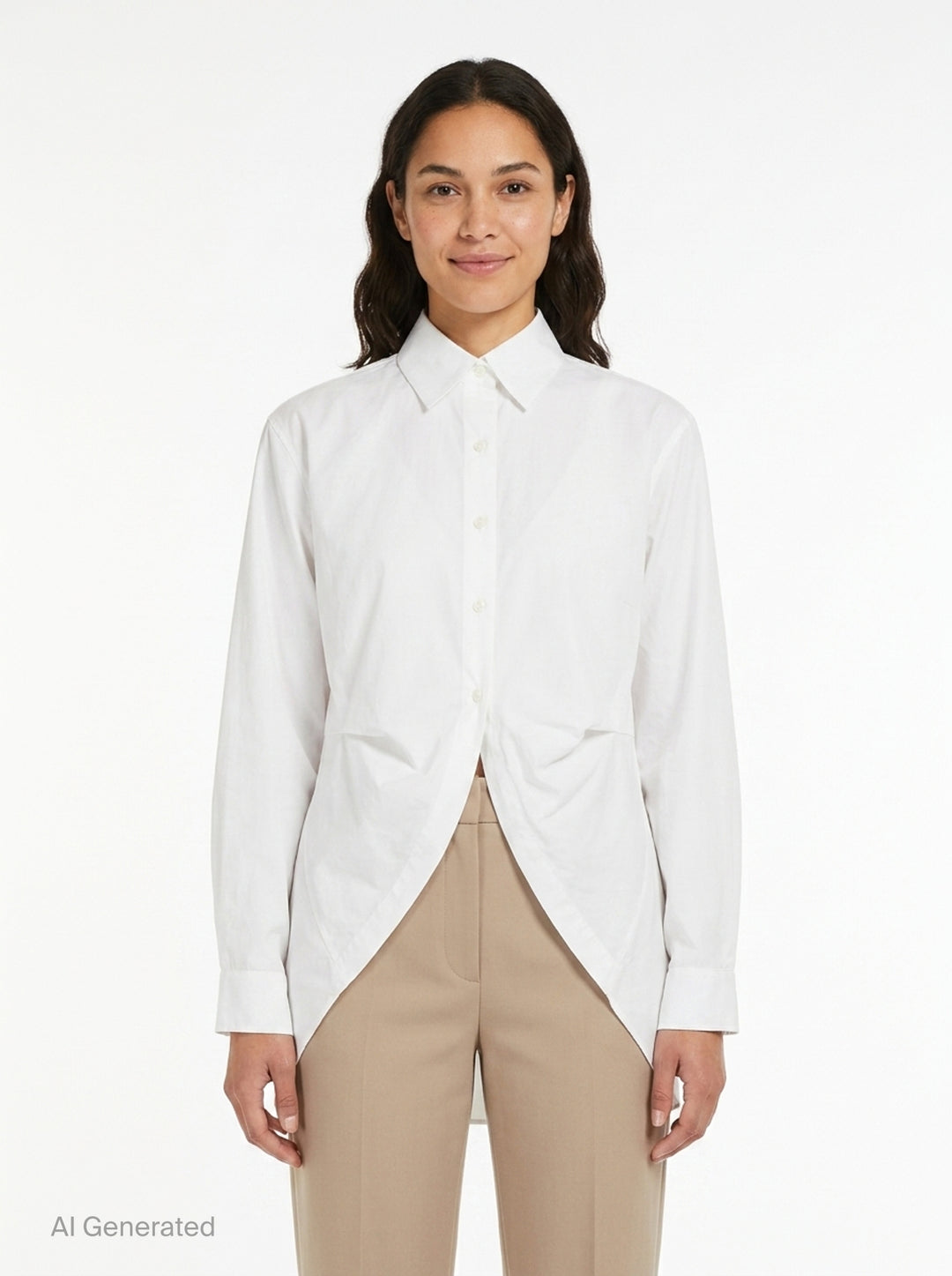 Cotton Poplin Draped Shirt | Litkovska | Club21 - front