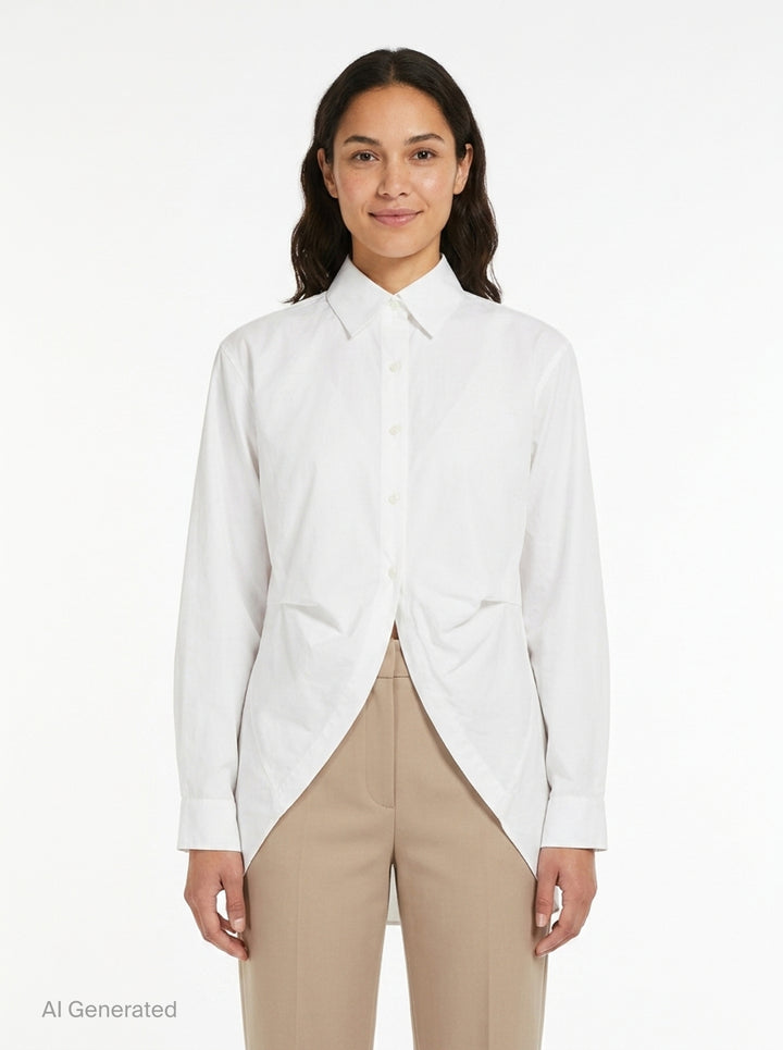Cotton Poplin Draped Shirt | Litkovska | Club21 - front