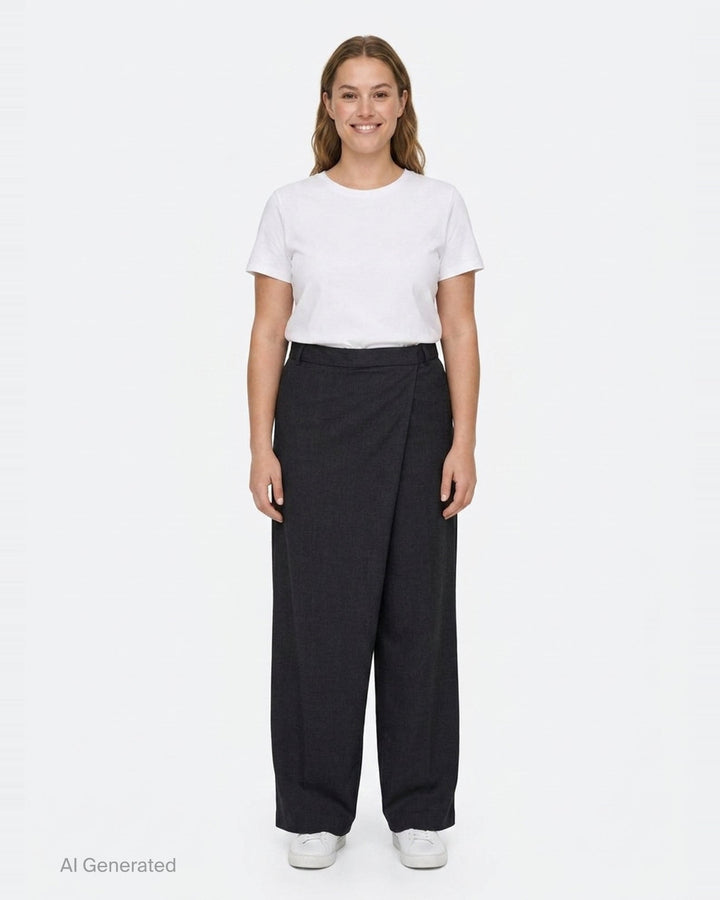 Pinstriped Deconstructed Offset Pants | Litkovska | Club21 - front