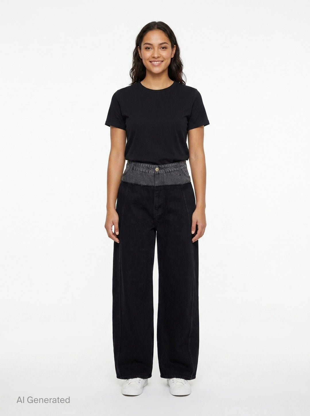 Wide-Leg Denim Panel Pants | Litkovska | Club21 - front