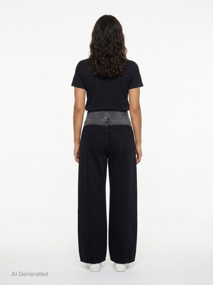 Wide-Leg Denim Panel Pants | Litkovska | Club21 - back