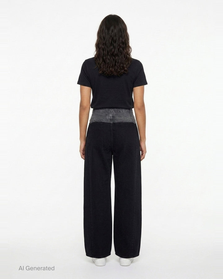 Wide-Leg Denim Panel Pants | Litkovska | Club21 - back