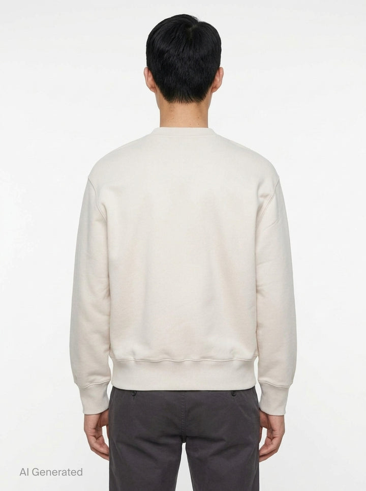 Maison Kitsuné Chillax Fox Comfort Sweatshirt in ivory with embroidered Chillax Fox motif on the chest, ribbed crew neck and cuffs, relaxed fit — front view - back
