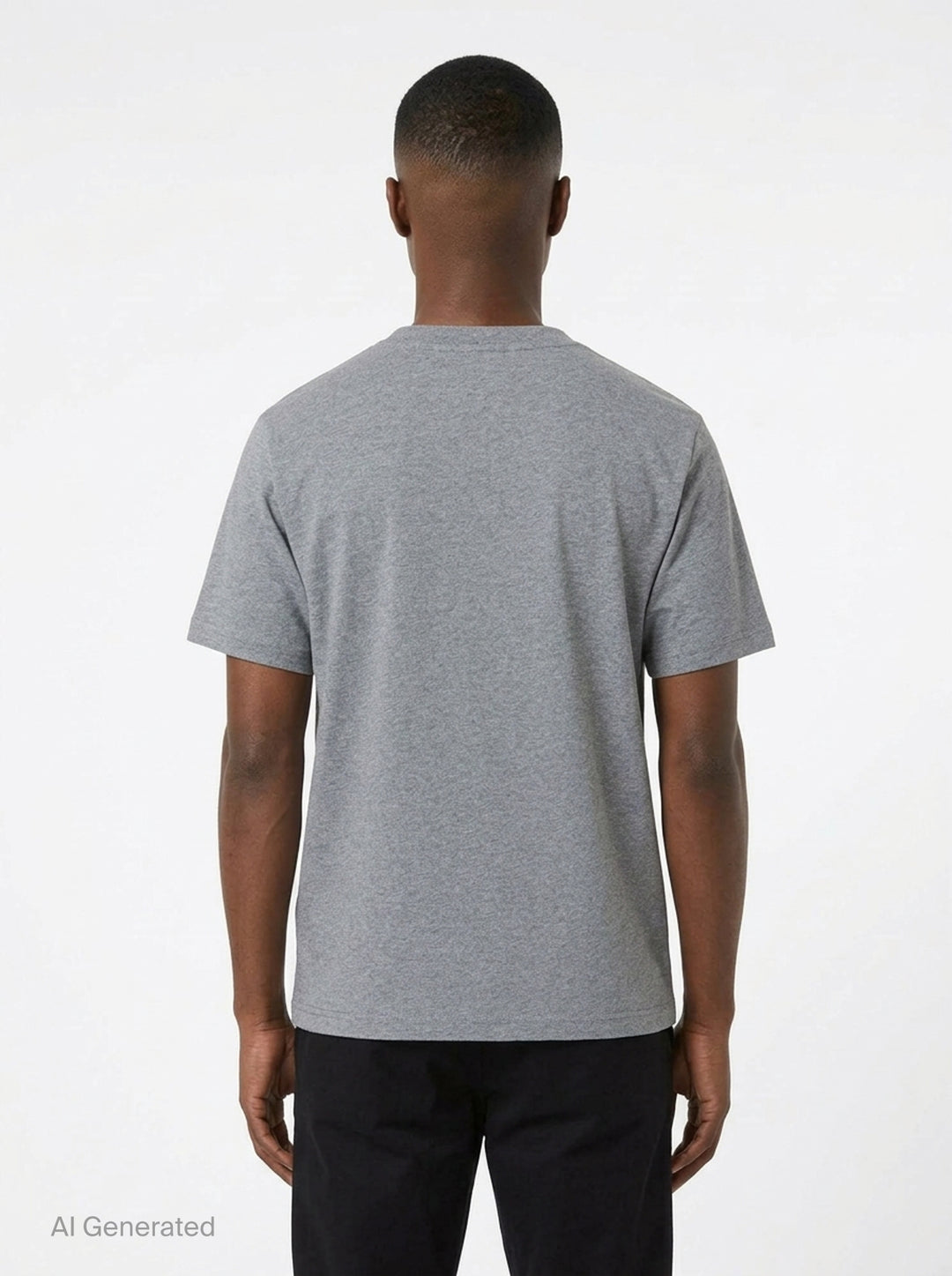 Maison Kitsuné Fox Head Comfort Tee in navy, featuring an embroidered grey fox head patch on the chest, crew neck, and relaxed short-sleeve silhouette - back