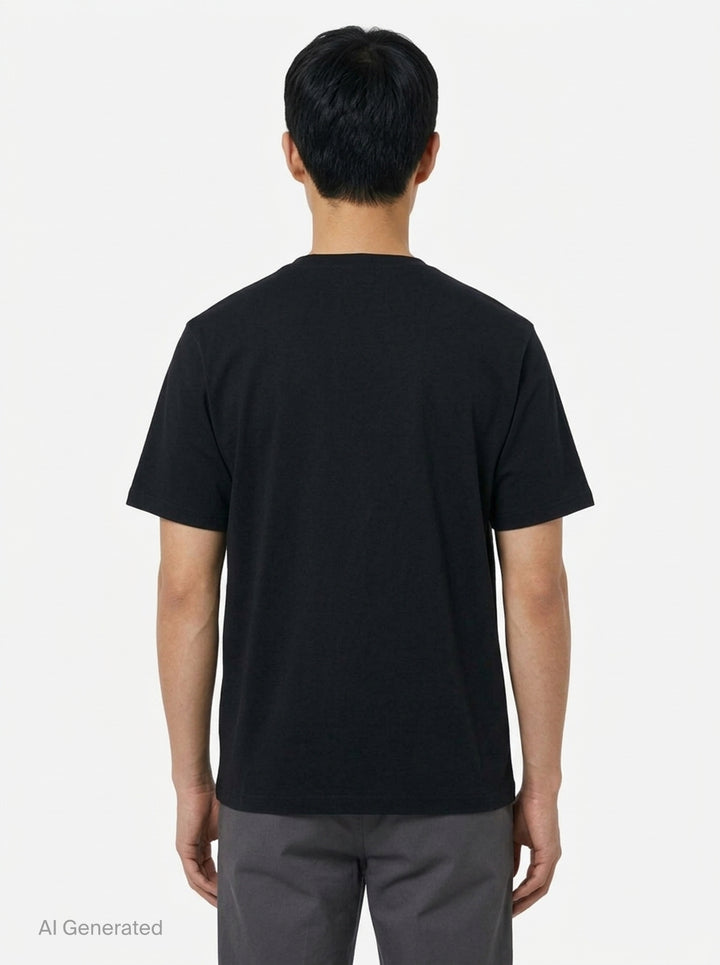 Maison Kitsuné black Patch Pocket Comfort Tee with embroidered 'Maison Kitsuné Paris' wordmark above a chest patch pocket, shown from the front - back