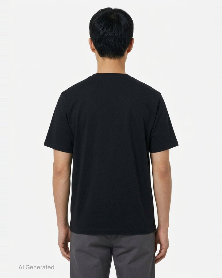 Maison Kitsuné black Patch Pocket Comfort Tee with embroidered 'Maison Kitsuné Paris' wordmark above a chest patch pocket, shown from the front - back
