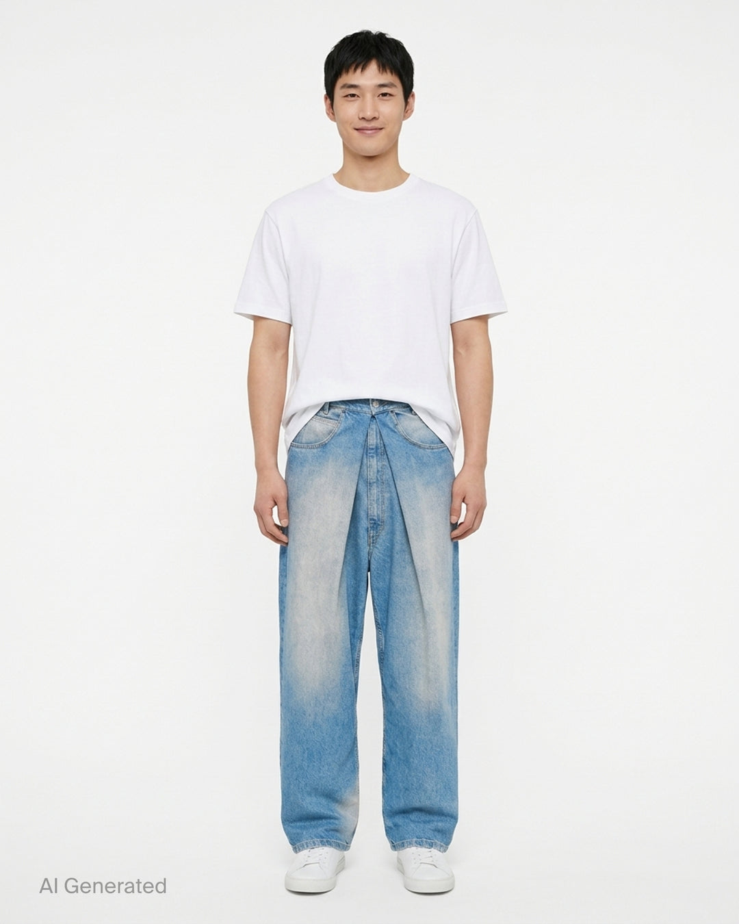 Pleated Front Wide-Leg Jeans | Maison Margiela | Club21 - front