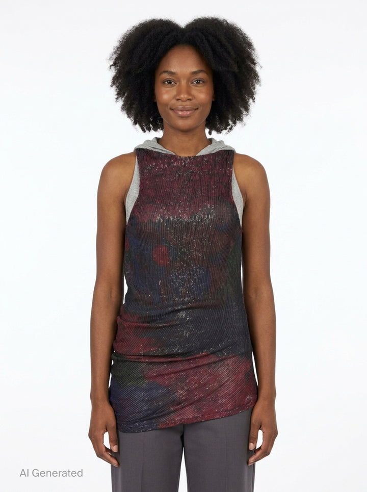 Sequins Draped Printed Top | Maison Margiela | Club21 - front