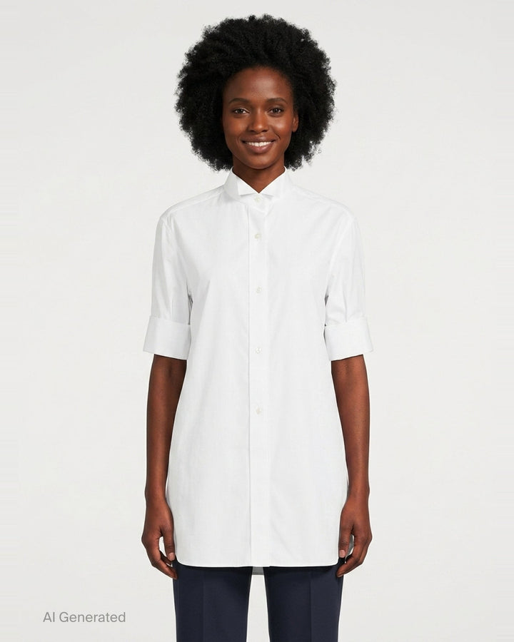 Snap Button Short Sleeve Blouse | Maison Margiela | Club21 - front
