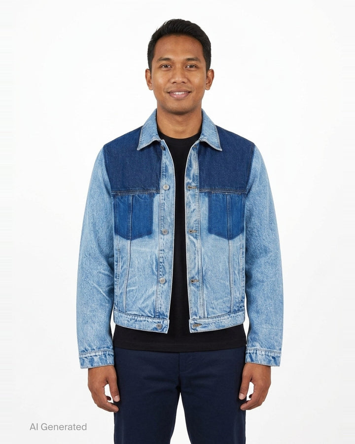 Two-Tone Denim Jacket | Maison Margiela | Club21 - front
