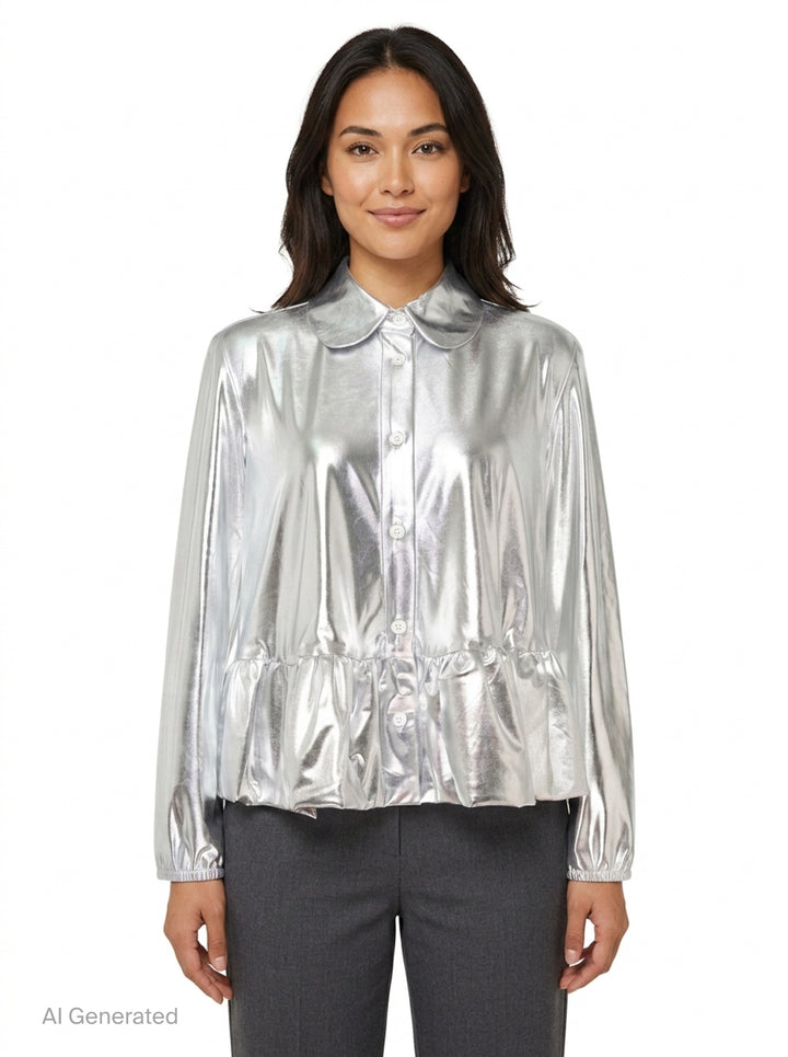 Metallic Ruffle Shirt | Melitta Baumeister | Club21 - front