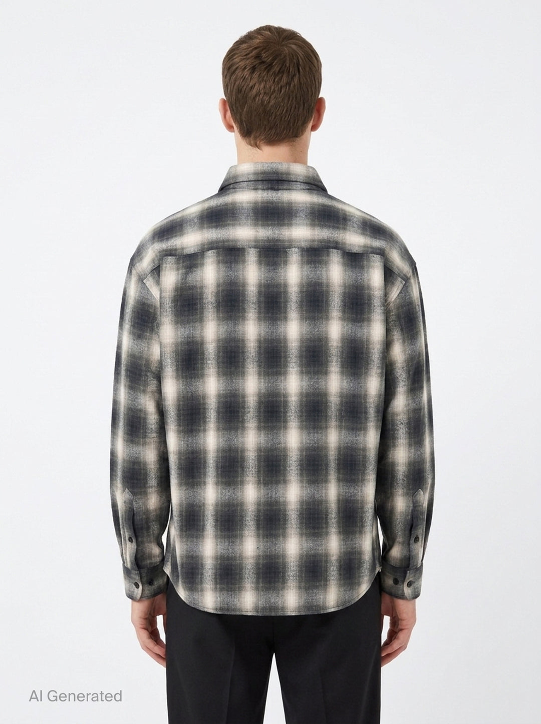 Combined Check Stripe Long Sleeve Shirt | Mihara Yasuhiro | Club21 - back