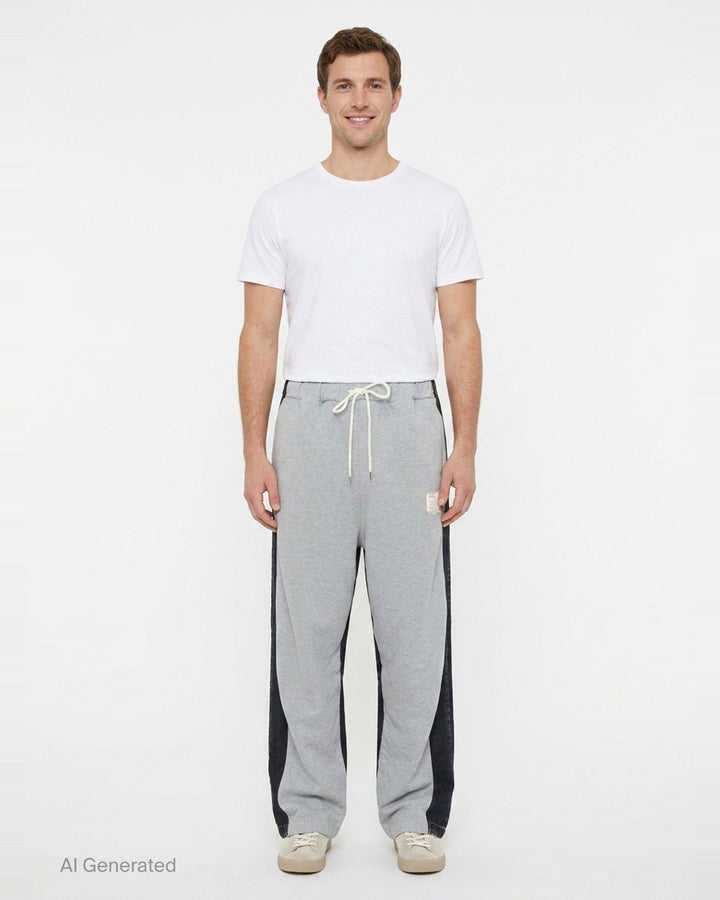 Combined Denim Sweatpants | Mihara Yasuhiro | Club21 - front