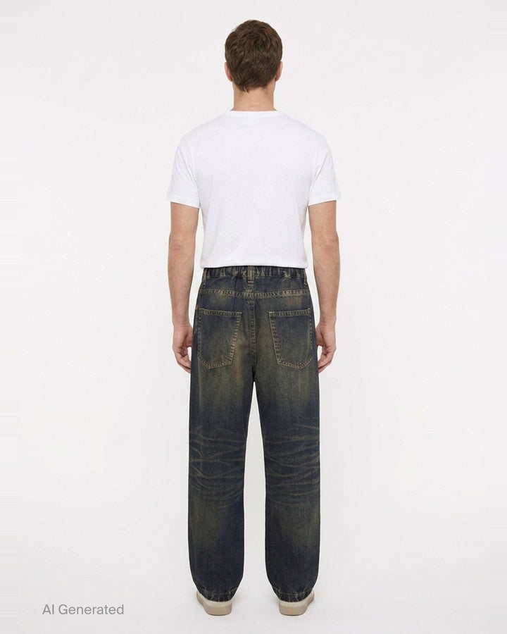 Combined Denim Sweatpants | Mihara Yasuhiro | Club21 - back