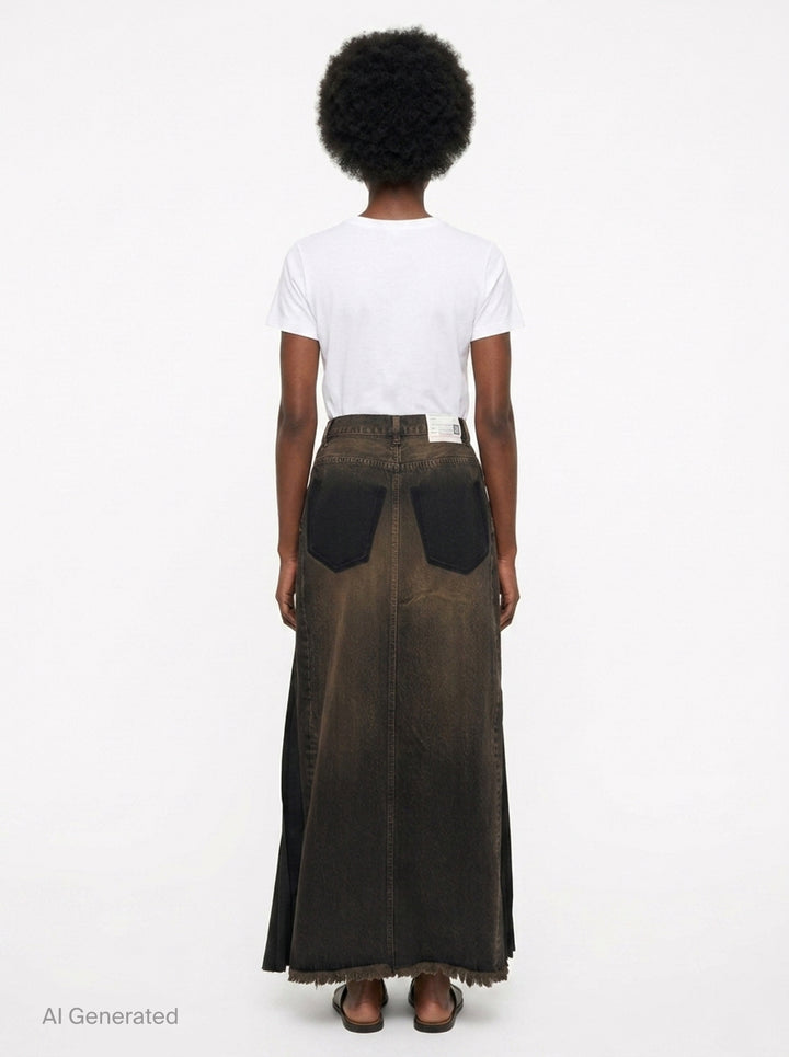 Combined Pleats Denim Skirt | Mihara Yasuhiro | Club21 - back