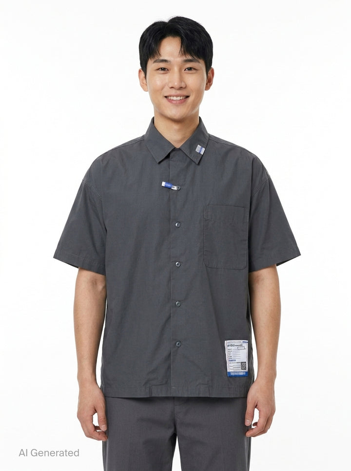 Cotton High Density Short Sleeve Shirt | Mihara Yasuhiro | Club21 - front