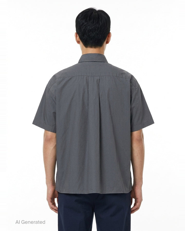 Cotton High Density Short Sleeve Shirt | Mihara Yasuhiro | Club21 - back