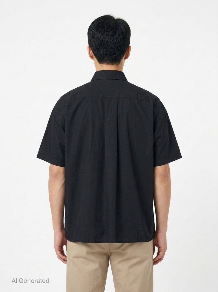 Cotton High Density Short Sleeve Shirt | Mihara Yasuhiro | Club21 - back