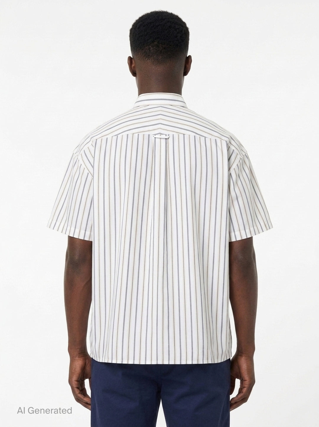 Cotton High Density Short Sleeve Stripe Shirt | Mihara Yasuhiro | Club21 - back