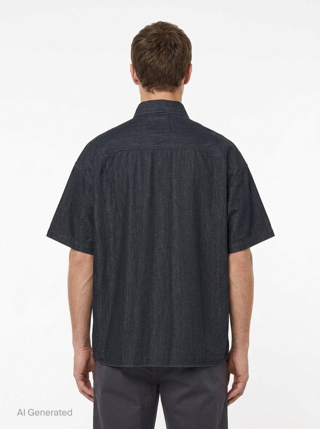 Cotton Tencel Denim Short Sleeve Work Shirt | Mihara Yasuhiro | Club21 - back