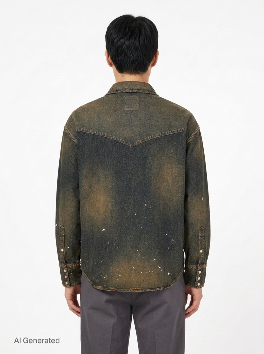 Flatted Collar Long Sleeve Denim Shirt | Maison Mihara Yasuhiro | Club21 - back