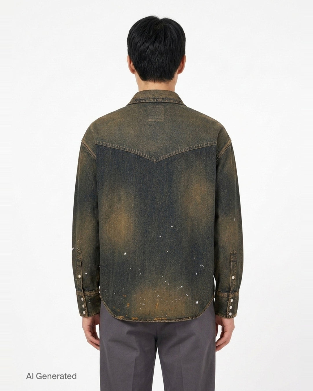 Flatted Collar Long Sleeve Denim Shirt | Maison Mihara Yasuhiro | Club21 - back
