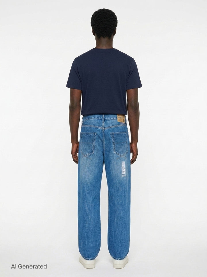 Hard Washed Selvedge Straight Jeans | Mihara Yasuhiro | Club21 - back