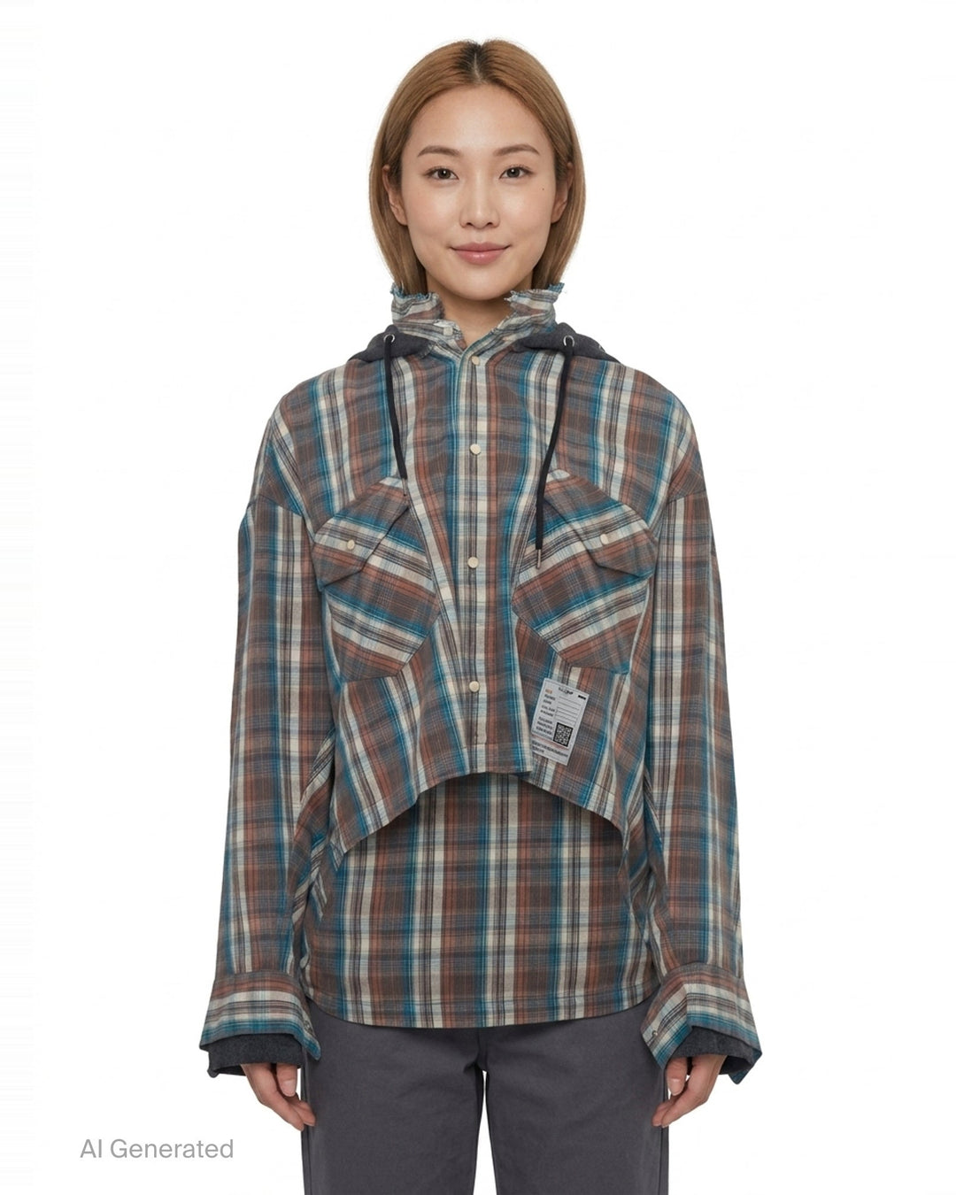 Hooded Check Shirt | Mihara Yasuhiro | Club21 - front