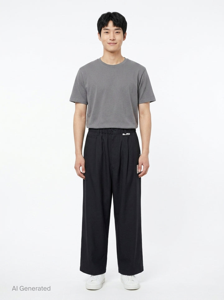 Layered Twill Wide-Leg Pants | Mihara Yasuhiro | Club21 - front