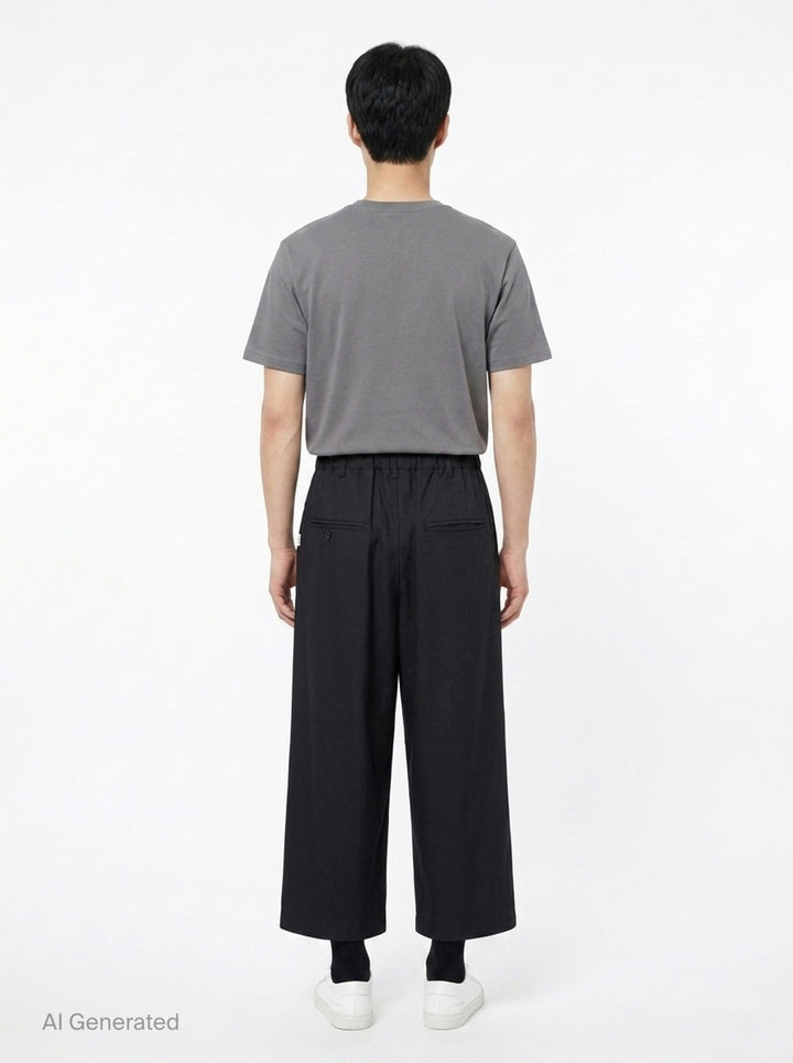 Layered Twill Wide-Leg Pants | Mihara Yasuhiro | Club21 - back