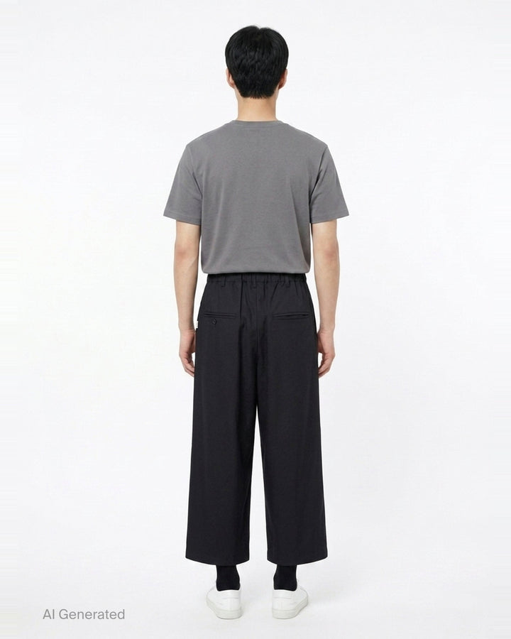 Layered Twill Wide-Leg Pants | Mihara Yasuhiro | Club21 - back