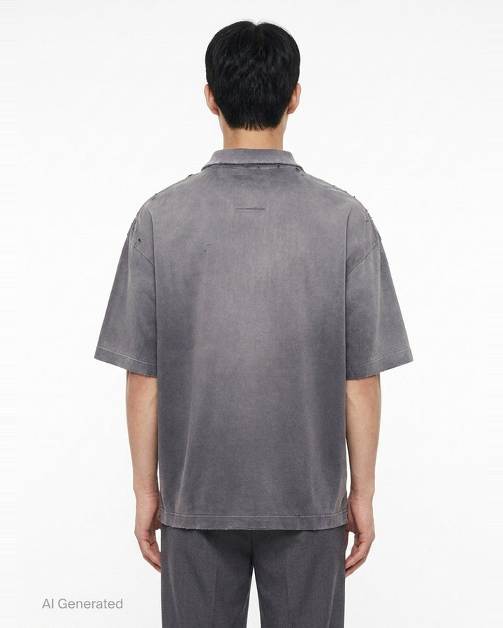 Sun Faded Collared Tee | Mihara Yasuhiro | Club21 - back