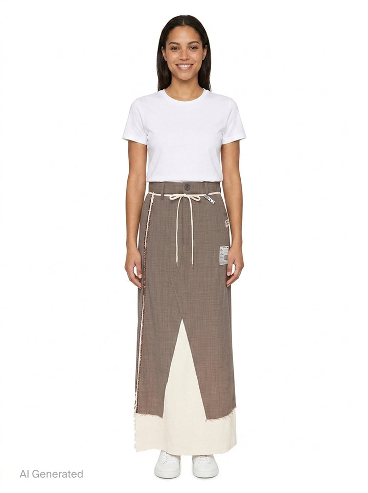 Wool Slacks Combined Skirt | Mihara Yasuhiro | Club21 - front