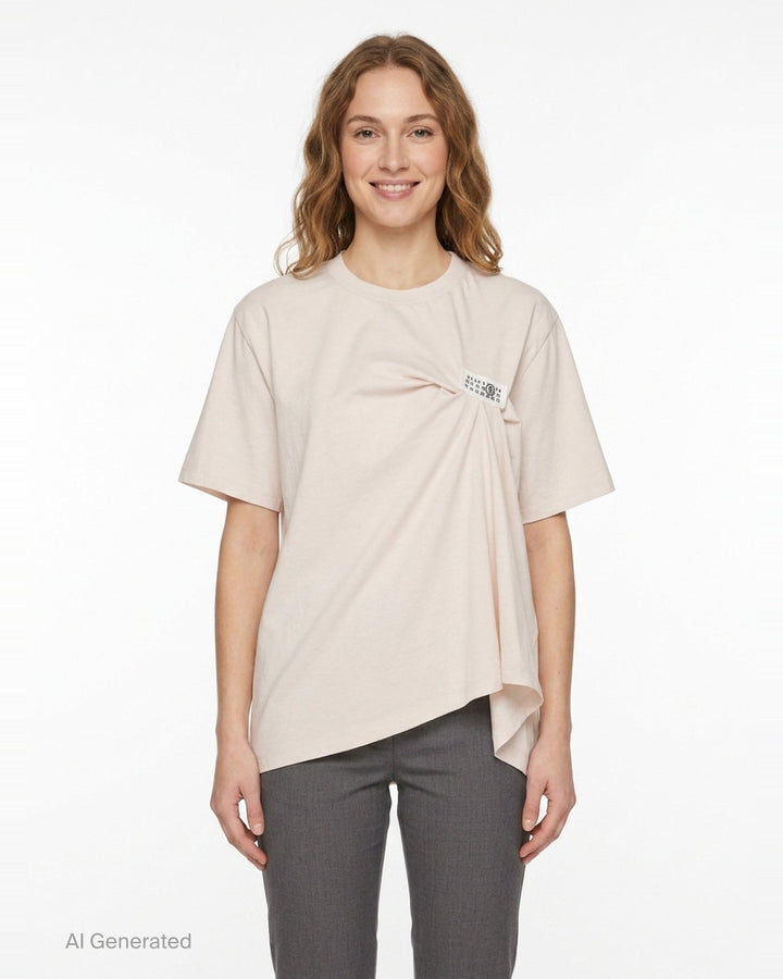 Basic Cotton Short Sleeve Top | MM6 Maison Margiela | Club21 - front