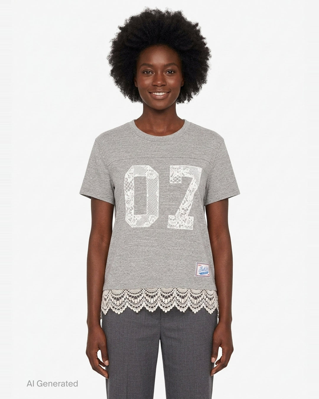The Footballer Lace Trim Tee | Mother | Club21 - front