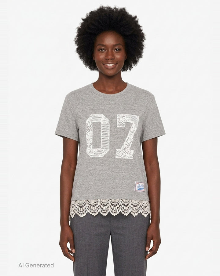 The Footballer Lace Trim Tee | Mother | Club21 - front