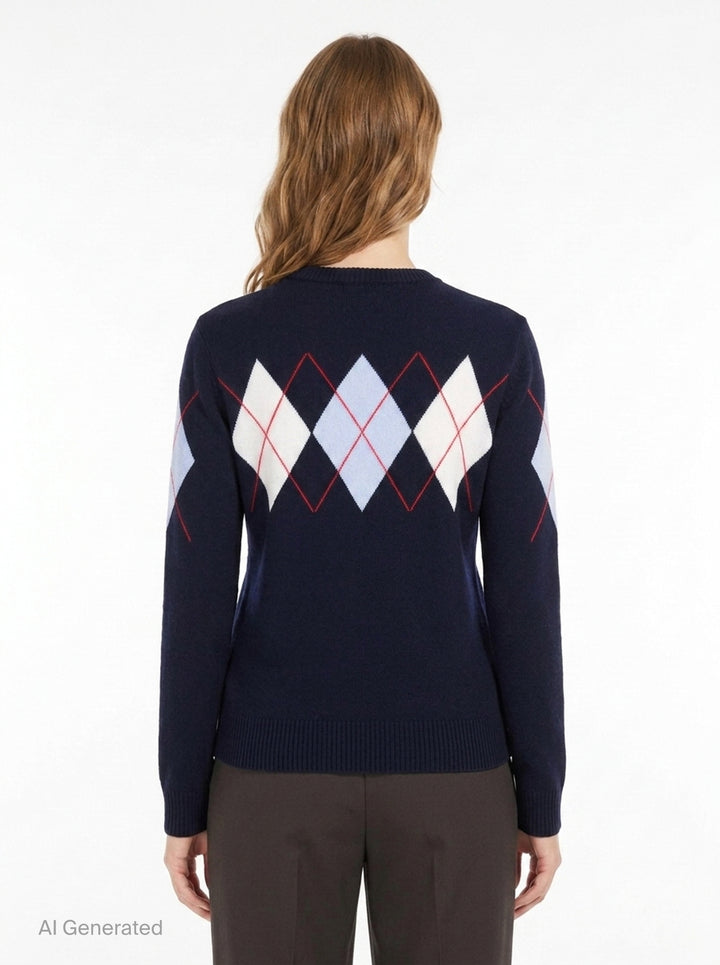 Argyle Crewneck Cardigan | MSGM | Club21 - back