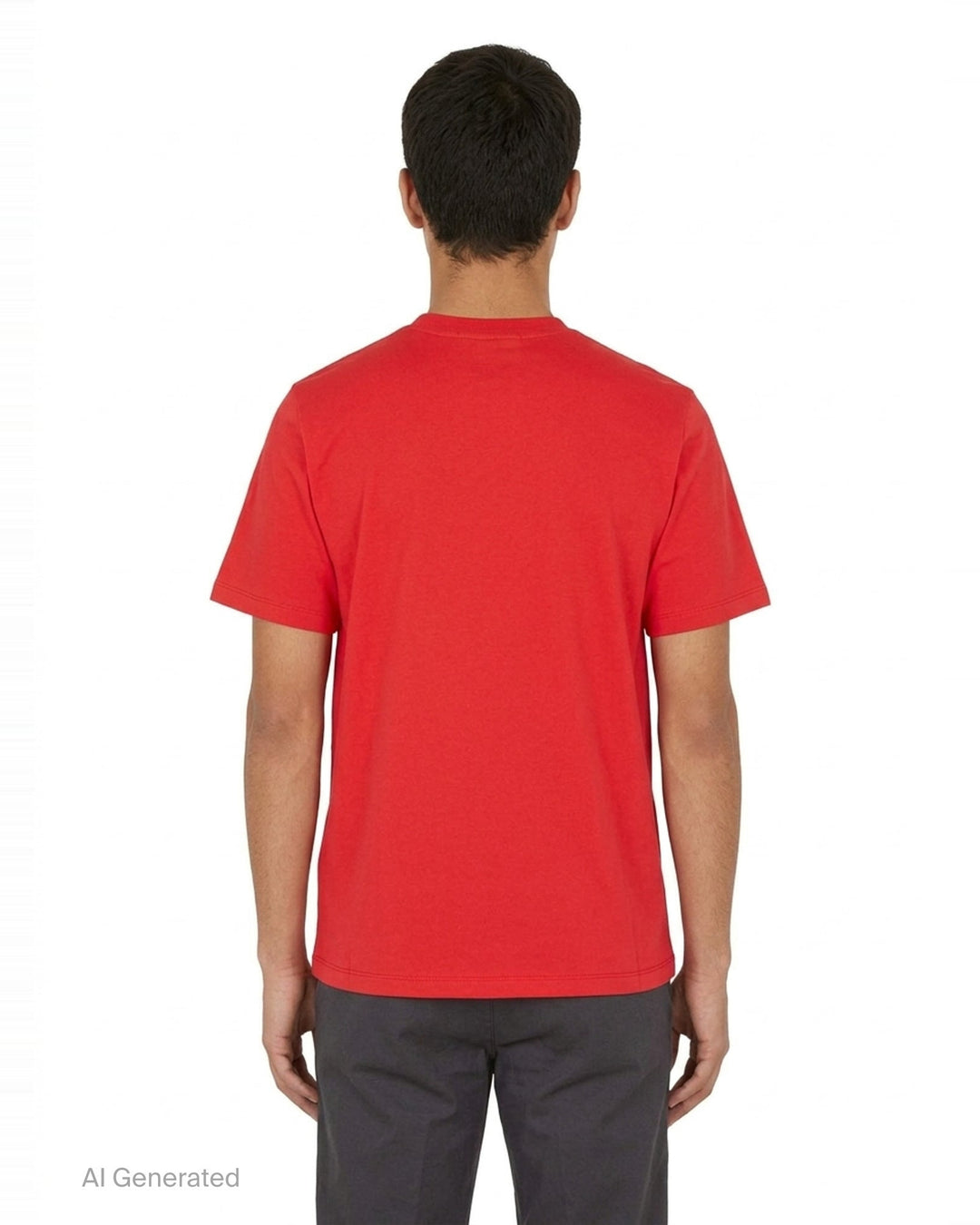 MSGM red cotton short sleeve tee with oversized white brushstroke logo and Milano text printed across the chest - back
