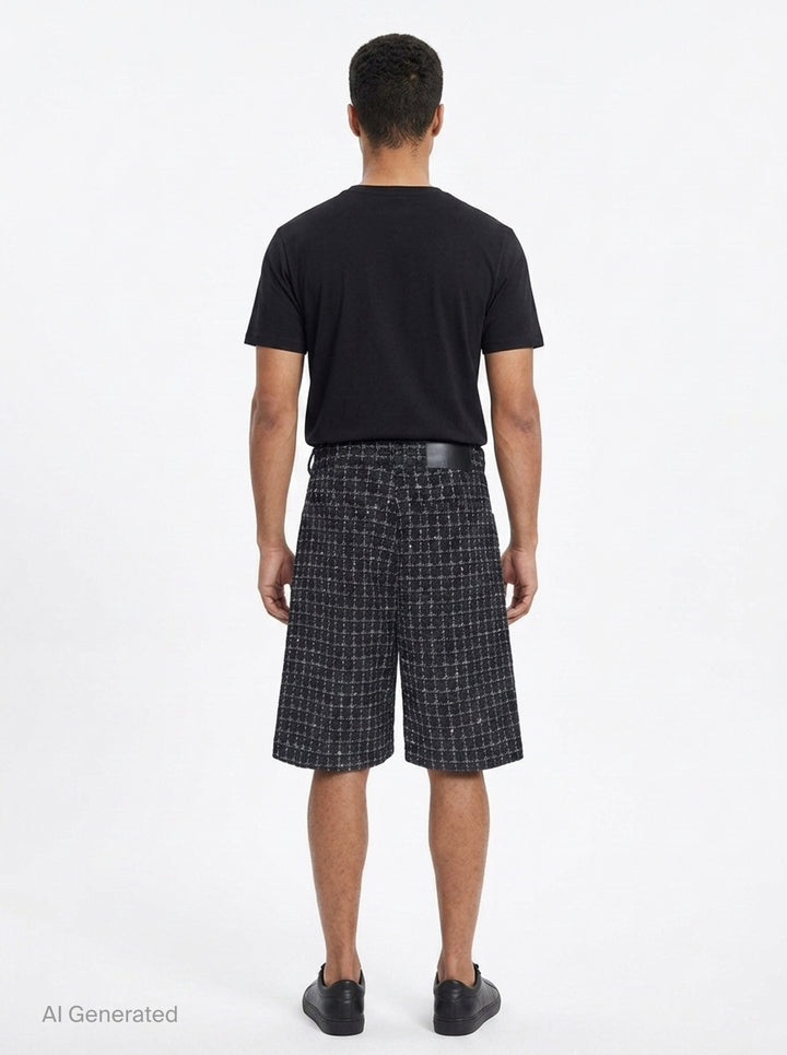 Checkered Tweed Bermuda Shorts | MSGM | Club21 - back