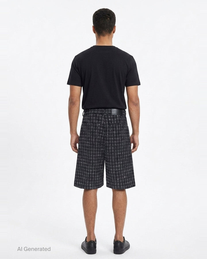 Checkered Tweed Bermuda Shorts | MSGM | Club21 - back