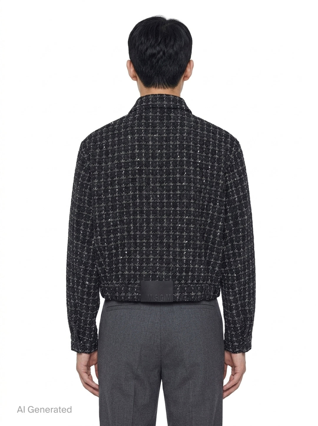Checkered Tweed Blouson Jacket | MSGM | Club21 - back