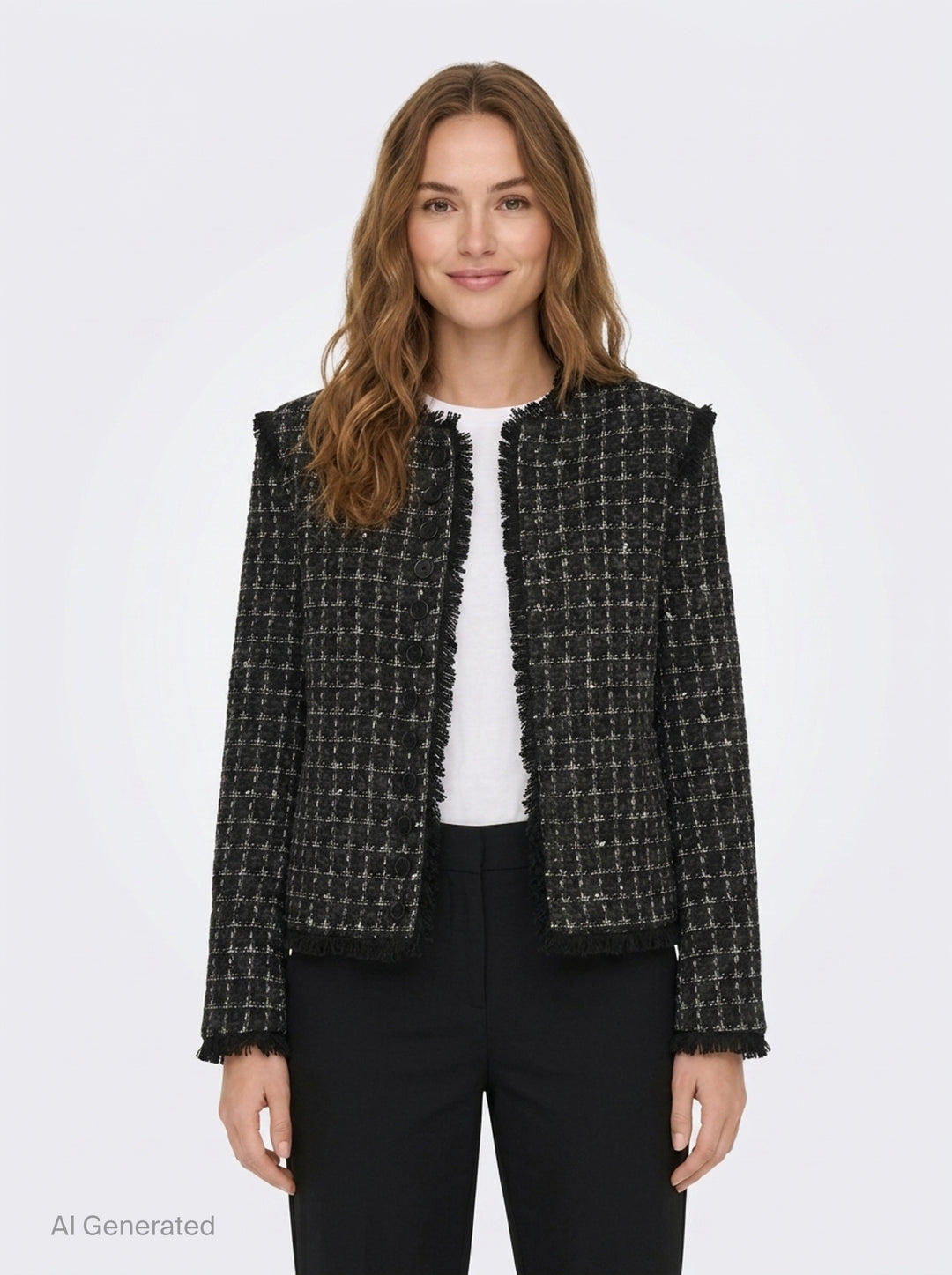 Checkered Tweed Jacket | MSGM | Club21 - front