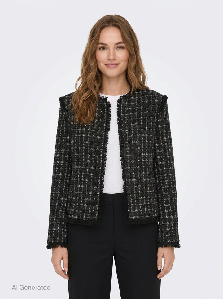 Checkered Tweed Jacket | MSGM | Club21 - front
