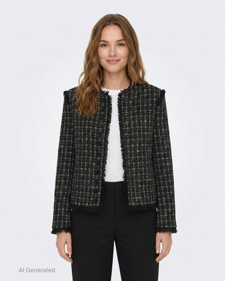 Checkered Tweed Jacket | MSGM | Club21 - front