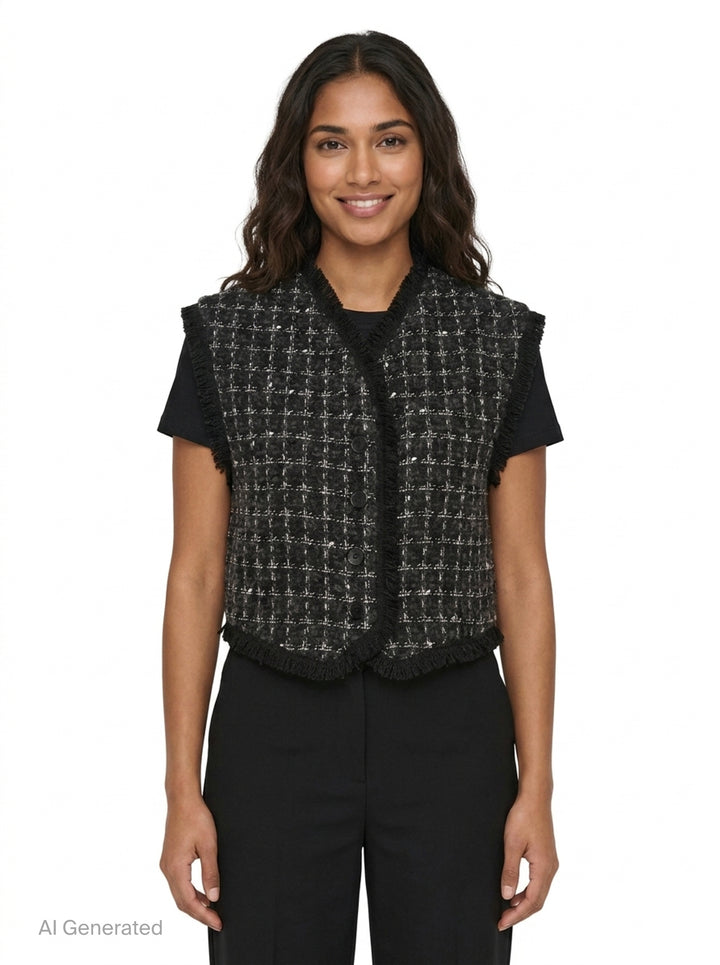 Checkered Tweed Vest | MSGM | Club21 - front
