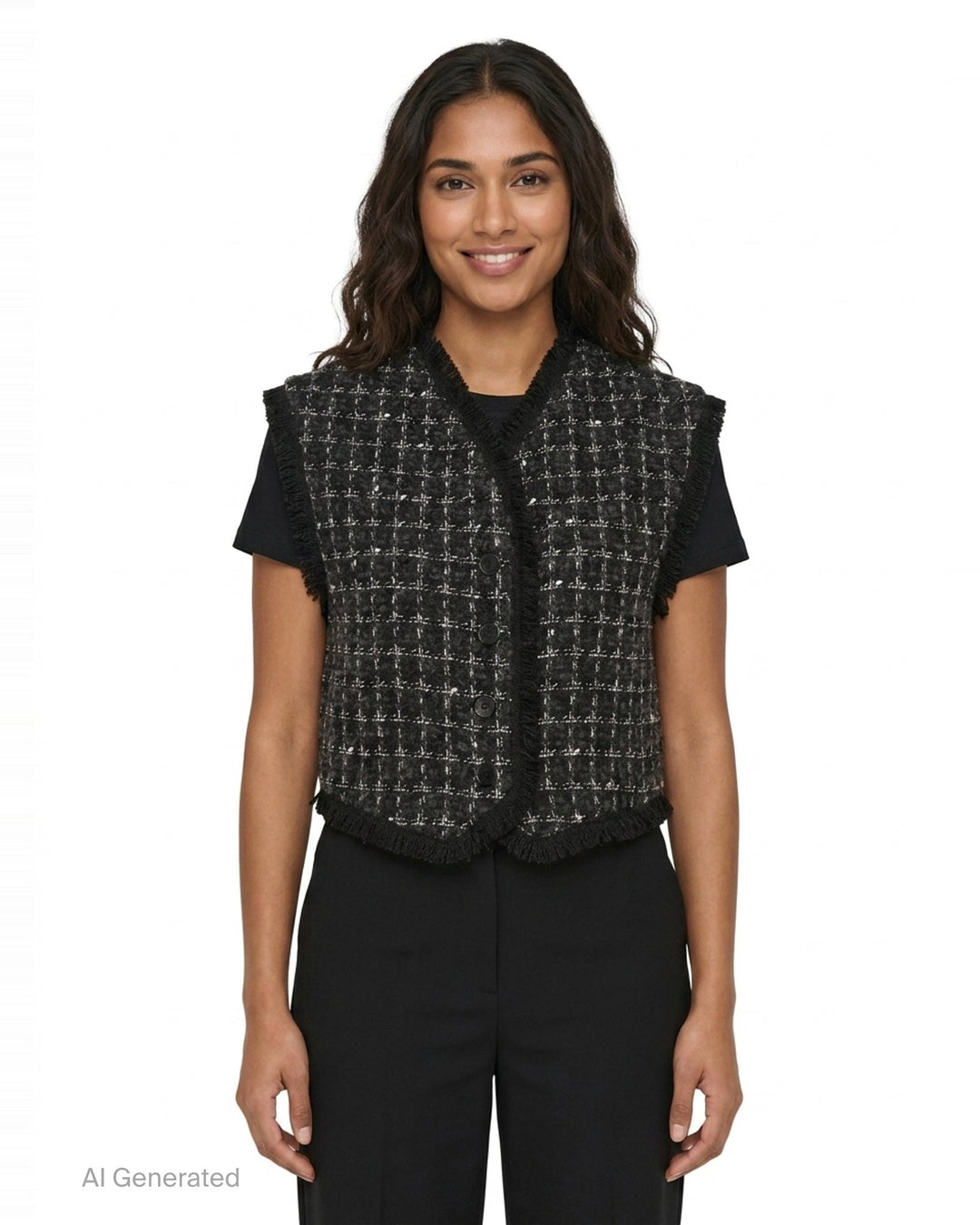Checkered Tweed Vest | MSGM | Club21 - front